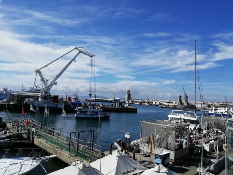 Ships in the harbour, blue skies, Cape Town